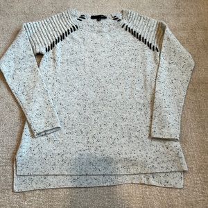 100% Cashmere Sweater XS Ivory with Black Flecks by a.M